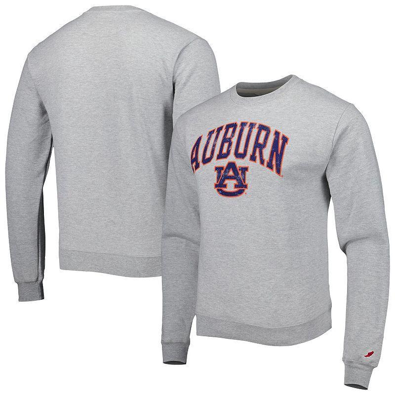 Mens League Collegiate Wear Heather Gray Auburn Tigers 1965 Arch Essential Fleece Pullover Sweatshirt Product Image