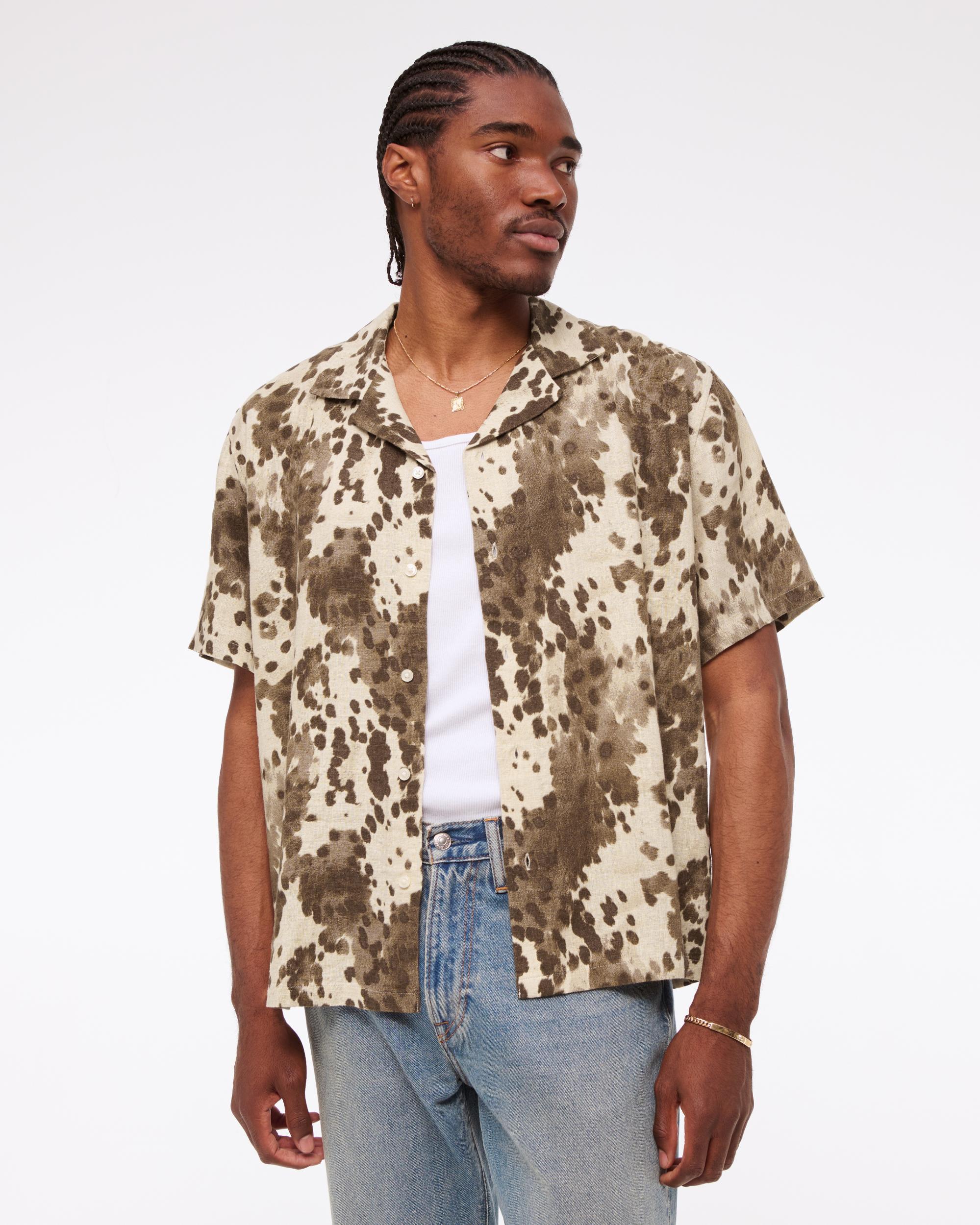 Camp Collar Summer Linen-Blend Shirt Product Image