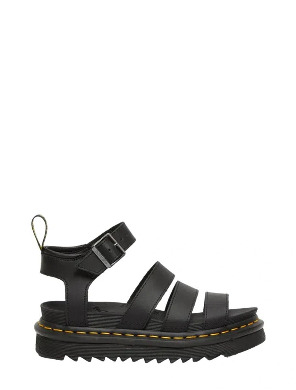 DR. MARTENS' Blaire Hydro Leather Strap Sandals In Black Product Image