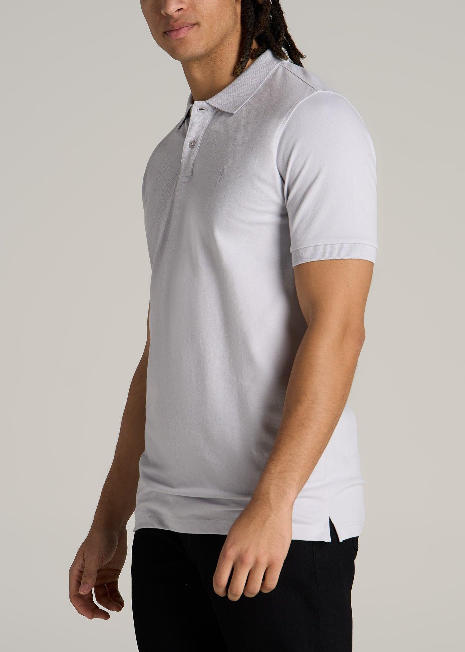 Men's Tall Classic Polo with Embroidered Logo in Grey Blue Product Image