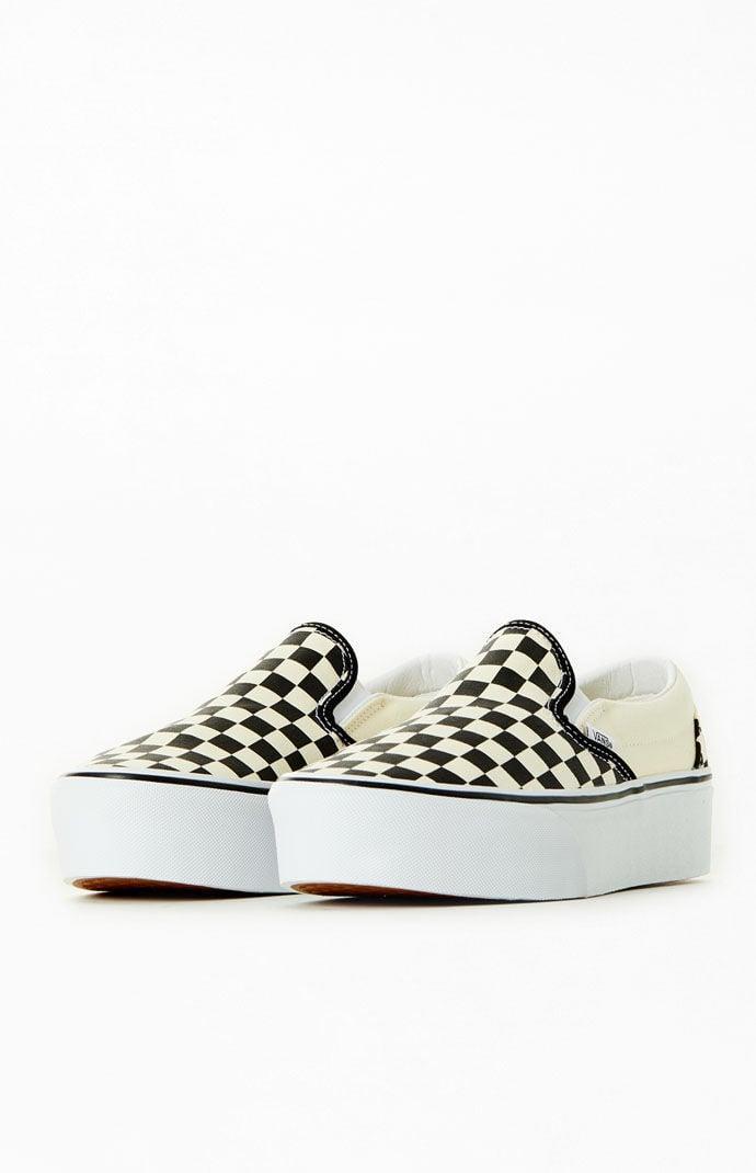 Vans Black & White Slip-On Platform Sneakers in Black/White - Product Image