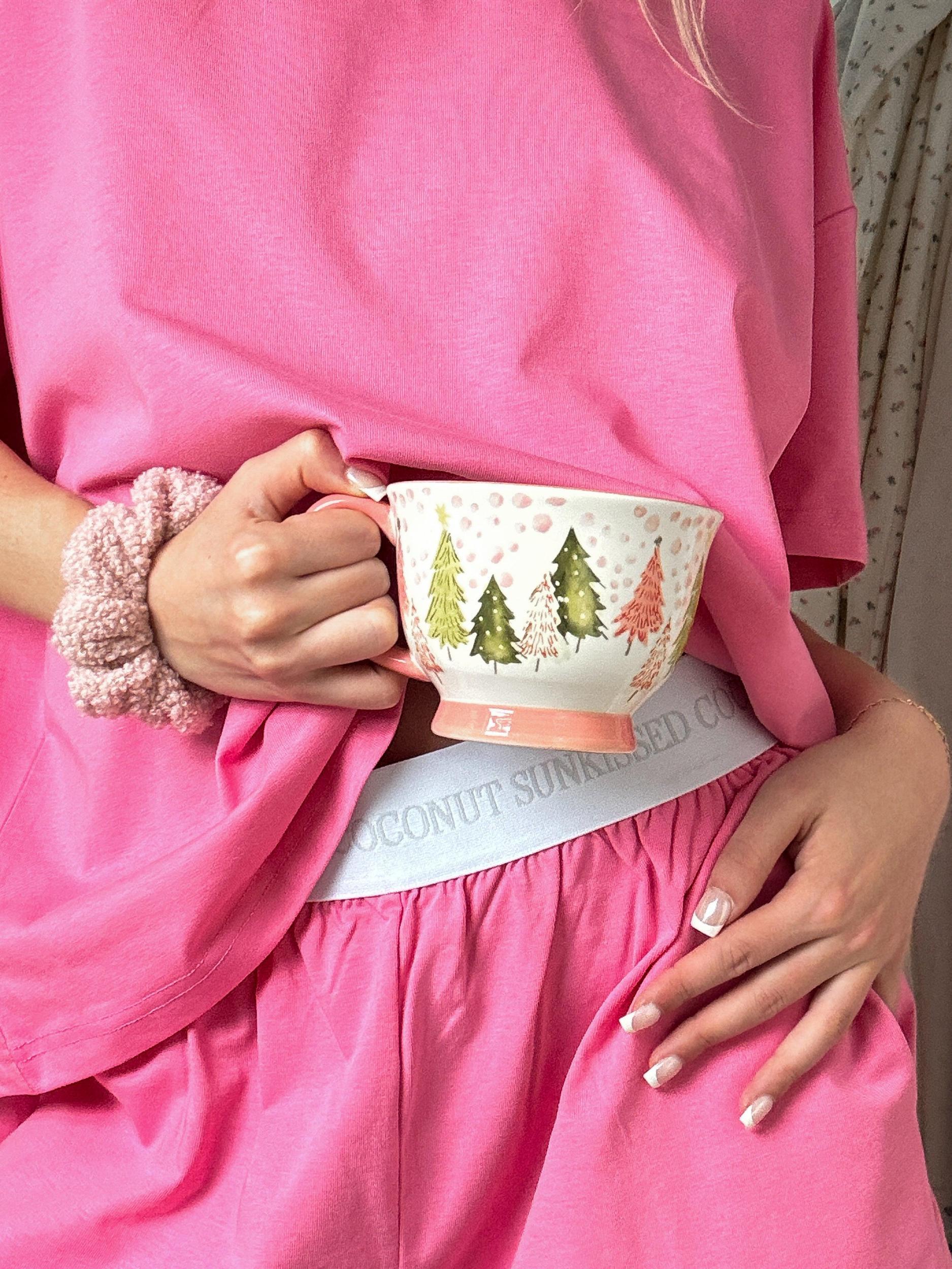 Malibu Pink Basic Slightly Cropped Blank Tee Product Image