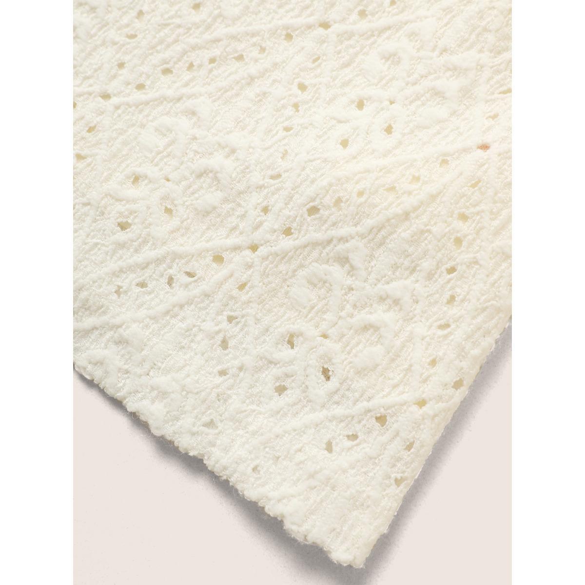 Plus Size Solid Plisse V Neck Button Detail T-shirt White Women Casual Texture Plain V-neck Everyday T-shirts BloomChic 10/M Product Image