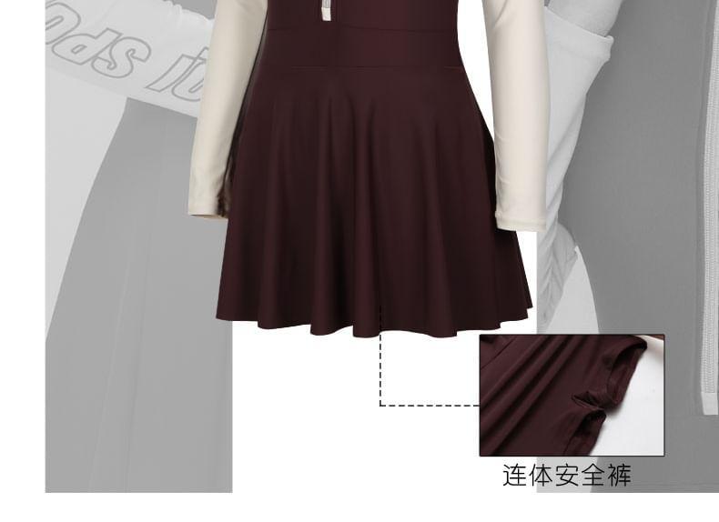 Long-Sleeve Two Tone Rashguard Dress Product Image