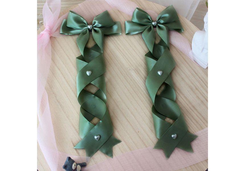 Set of 2: Bow Heart Faux Pearl Hair Clip Product Image