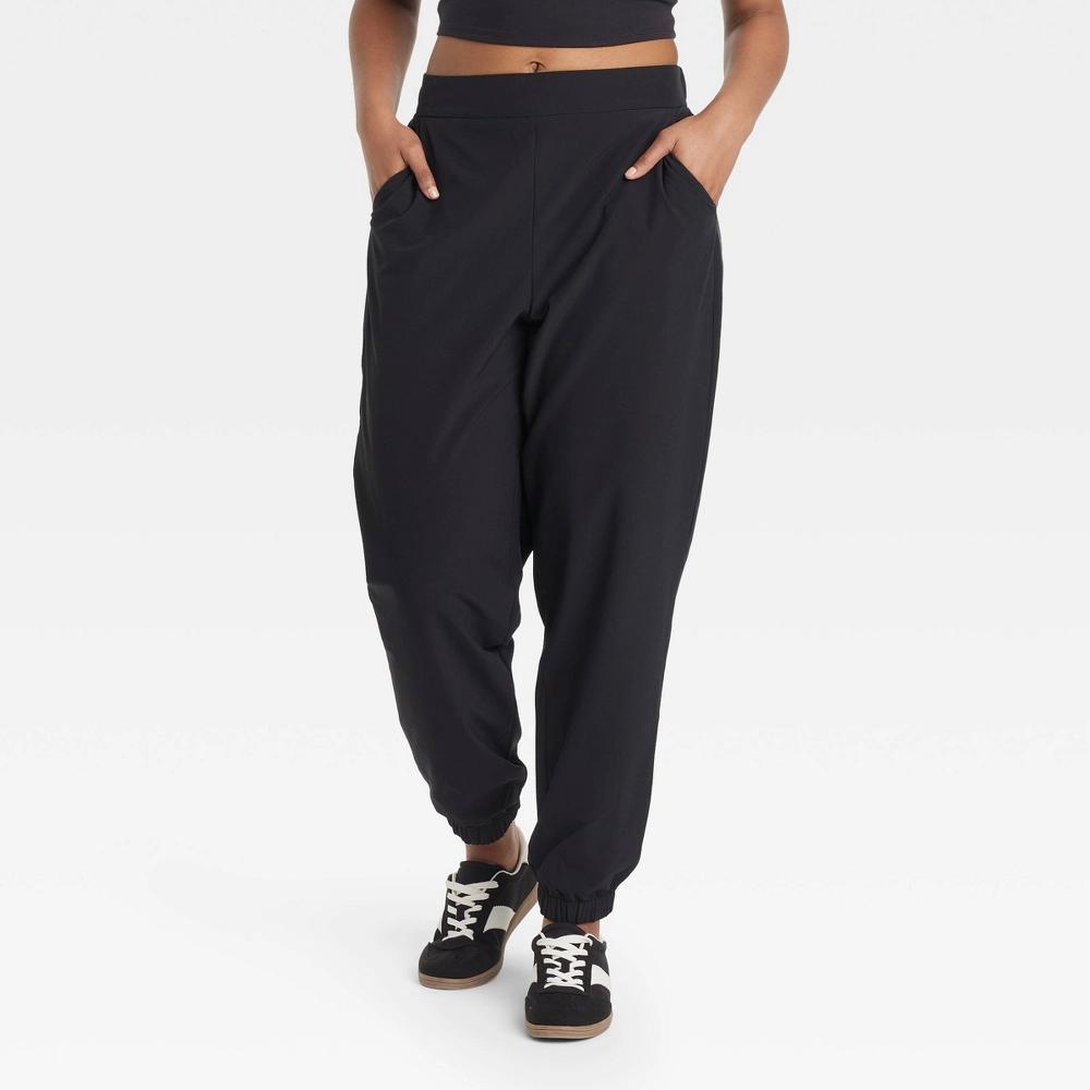 Women's High-Rise Winter Woven Lined Joggers - All In Motion™ Black XXL Product Image