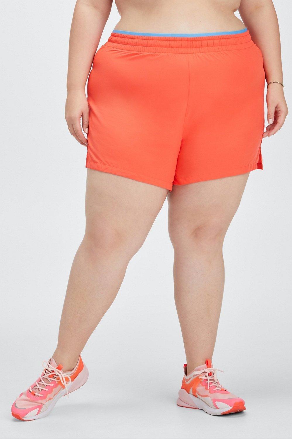 Fabletics Breathe Run Short Womens Orange Nectar/Island Escape/Reflective Silver plus Size 2X Product Image