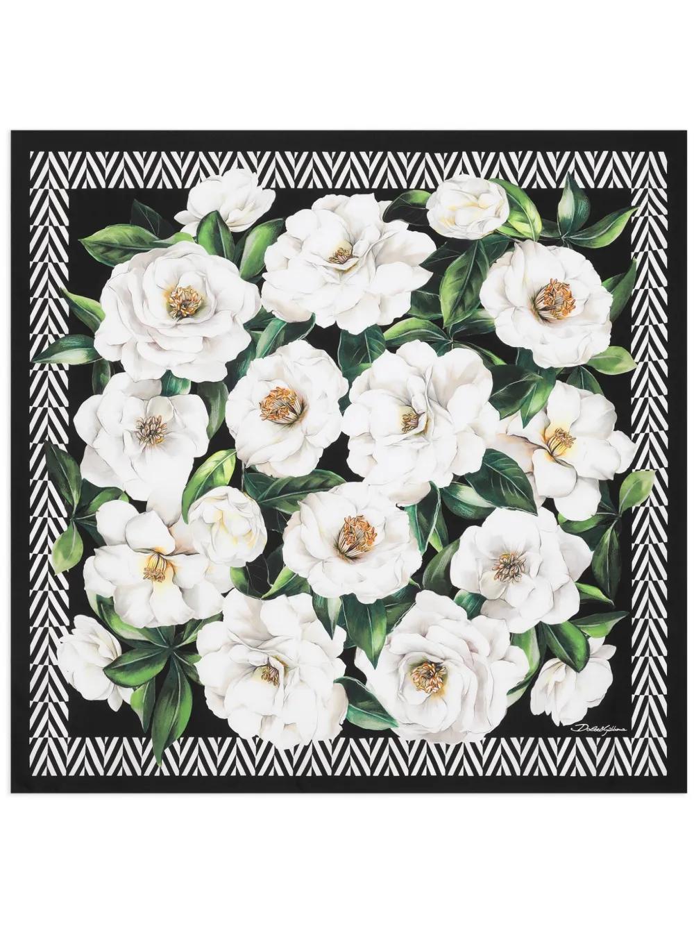 DOLCE & GABBANA Floral-print Scarf In Black Product Image