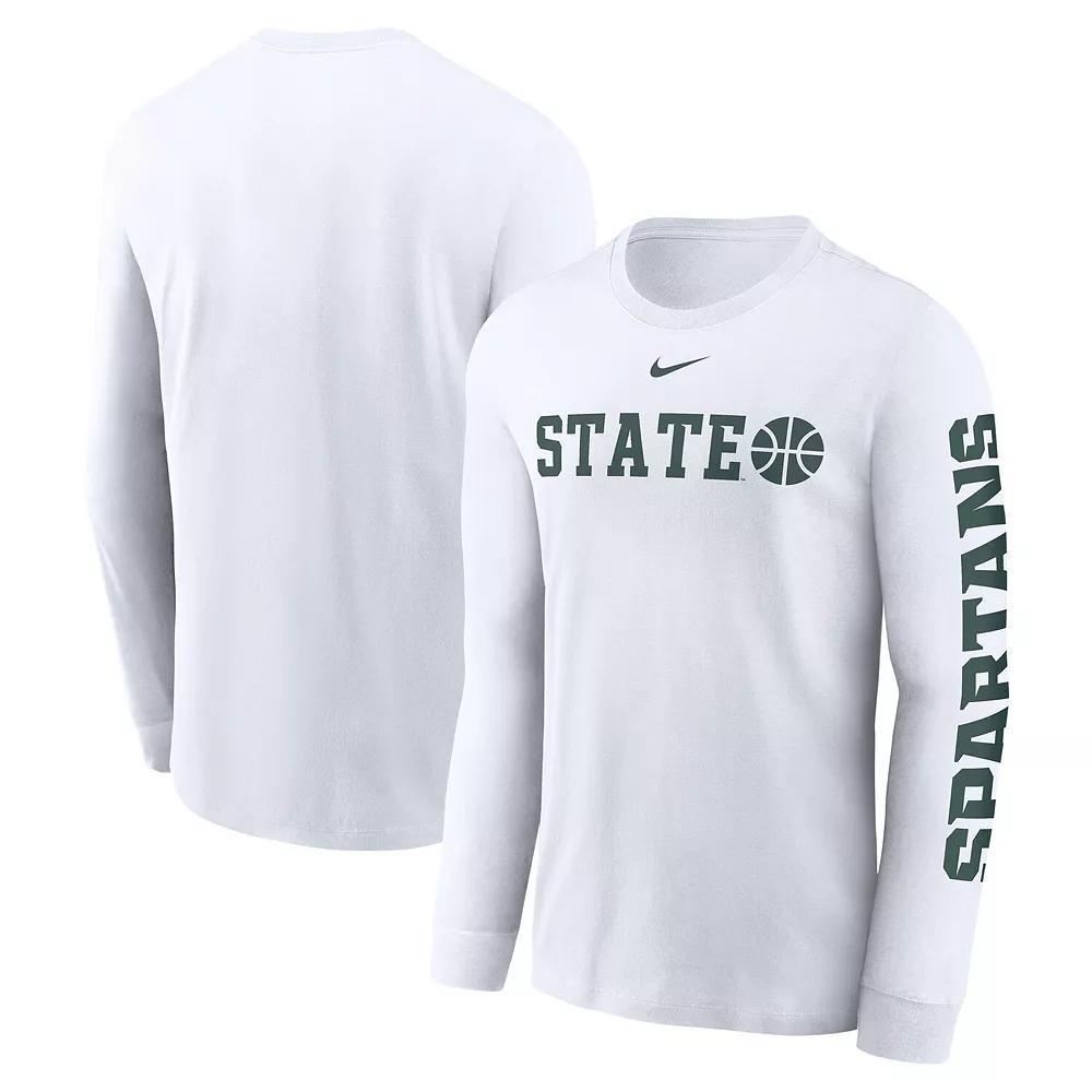 Men's Nike White Michigan State Spartans Basketball Icon Two-Hit Long Sleeve T-Shirt,  Product Image