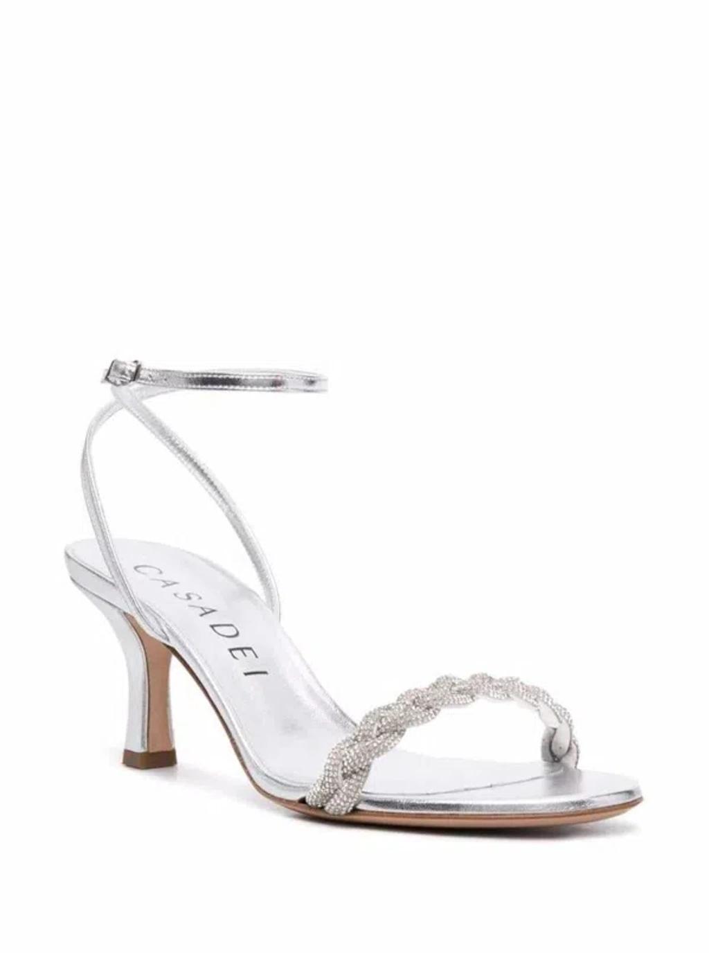 CASADEI Venezia Blade  Silver Leather Sandals Product Image