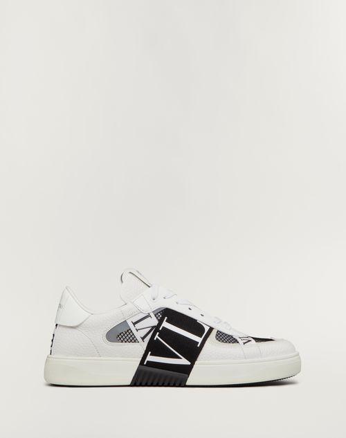 VL7N LOW-TOP SNEAKERS IN CALFSKIN AND MESH FABRIC WITH BANDS Product Image