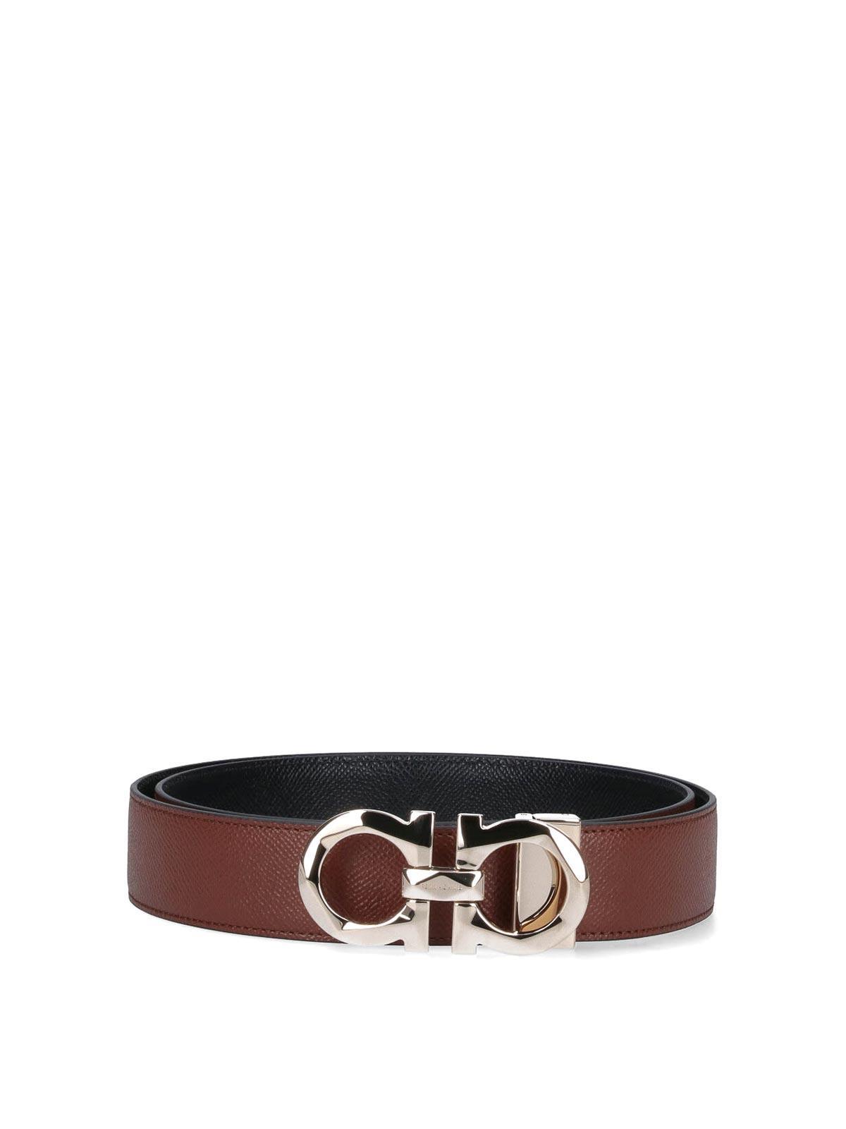 FERRAGAMO Salvatore  Gancini Buckle Reversible Belt In Brown Product Image