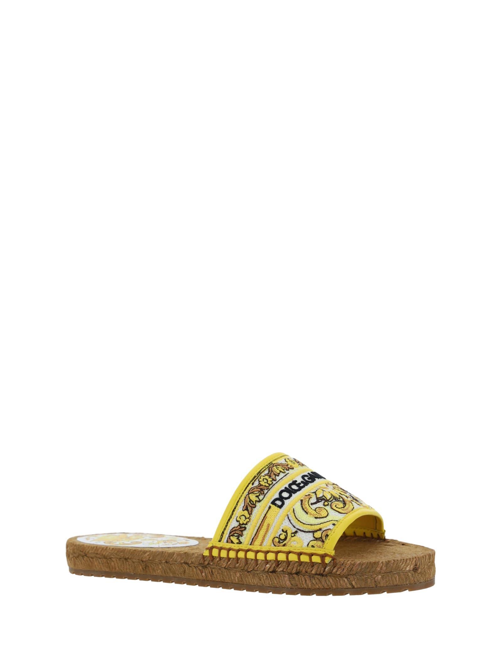 DOLCE & GABBANA Embroidery Espadrilles Sandals Yellow Product Image