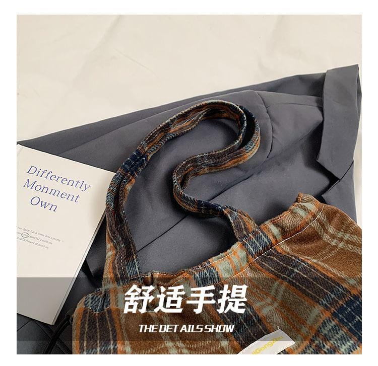 Plaid Drawstring Tote Bag Product Image