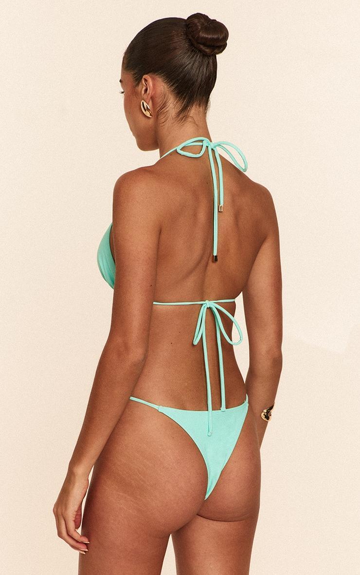 Aqua Blue Bead Trim Tanga Bikini Bottoms Product Image