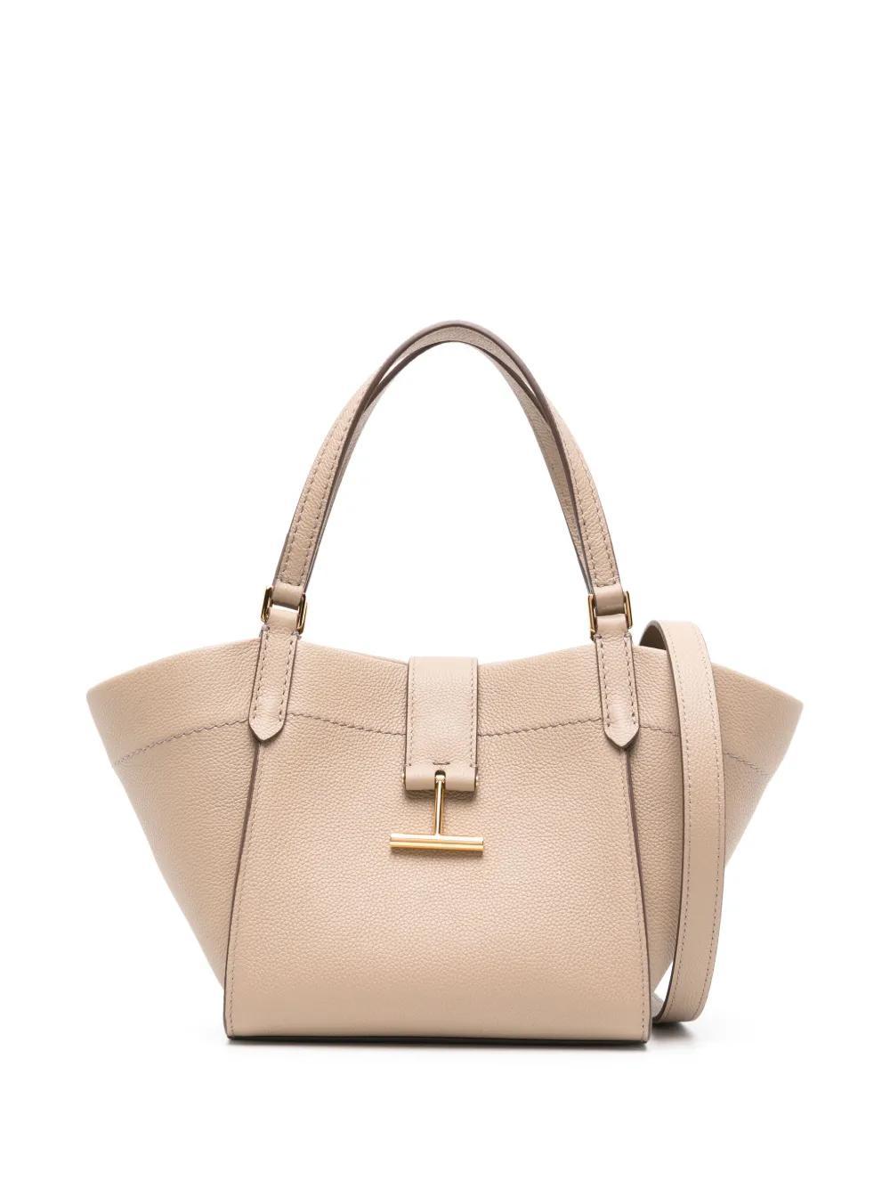 TOM FORD Small Tara Leather Tote Bag In Neutrals Product Image