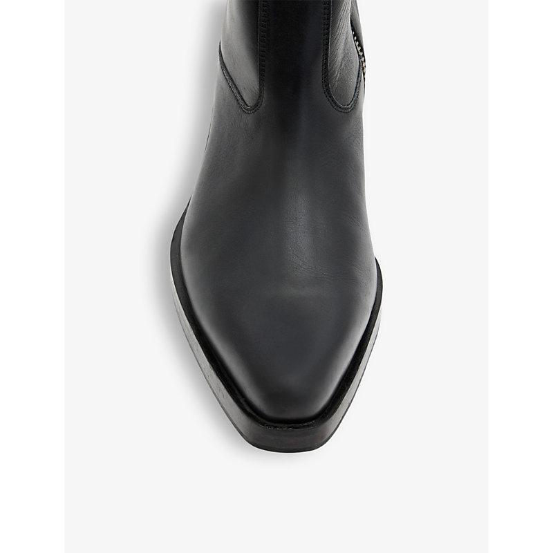 ALLSAINTS Booker Leather Zip Up Boots In Black Product Image