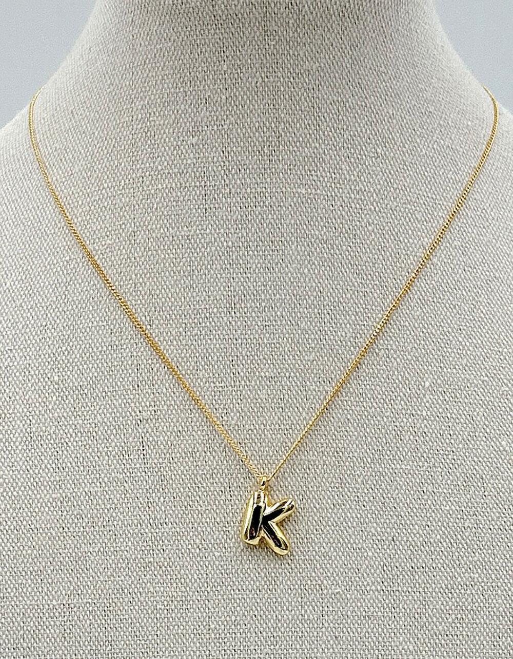 DO EVERYTHING IN LOVE 14K Gold Dipped K Initial Bubble Necklace Product Image