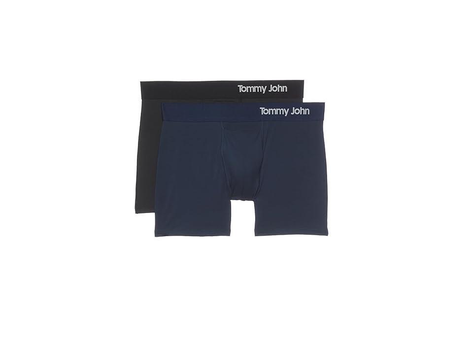 Tommy John Cool Cotton 4 Boxer Brief 2 Pack (Navy/Black) Men's Underwear Product Image