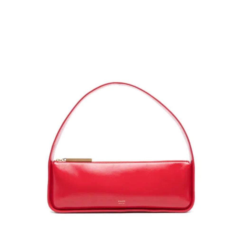 KHAITE Lori Crackle Patent Leather Shoulder Bag In Red Product Image