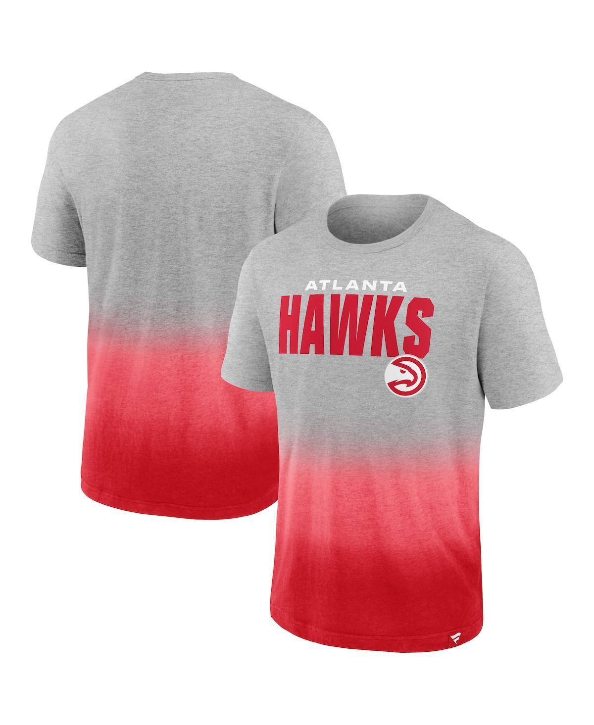 Men's Fanatics Branded Heathered Gray/Red Atlanta Hawks Board Crasher Dip-Dye T-Shirt, Size: Medium, Grey Product Image