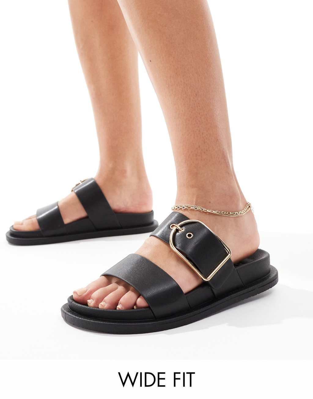 ASOS DESIGN Wide Fit Frozen double strap slider Product Image