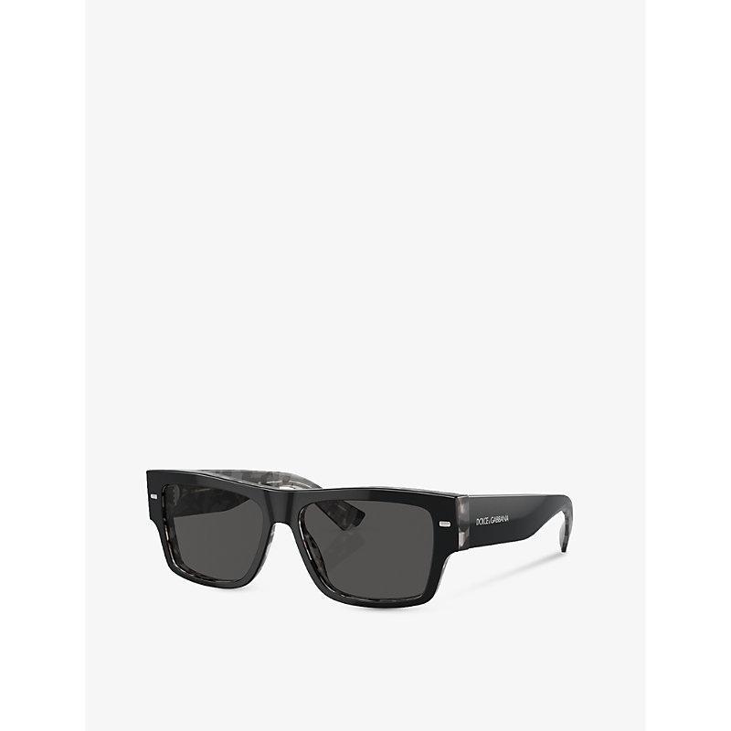 DOLCE & GABBANA Dg4451 Rectangle-frame Acetate Sunglasses In Black Product Image