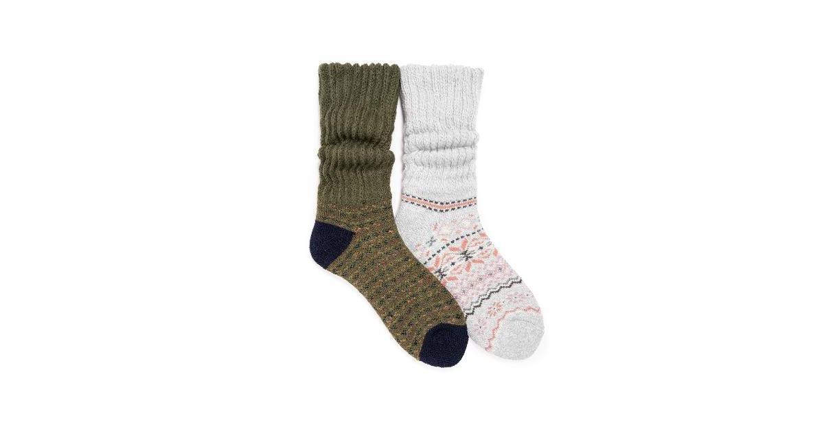 Womens MUK LUKS 2-Pack Slouch Heat Retainer Socks Set Product Image