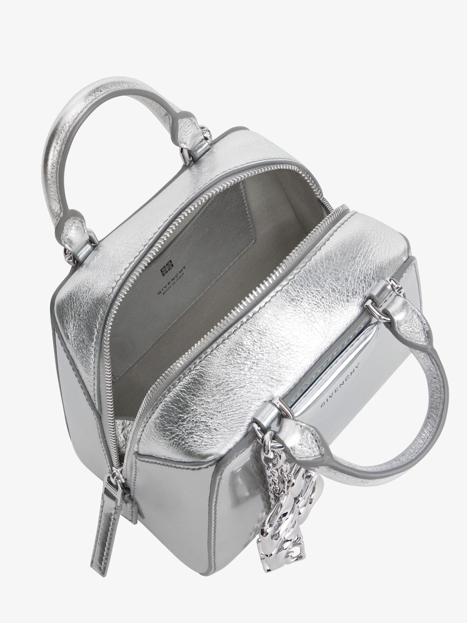 Nano Antigona Cube bag in laminated leather with charm Product Image