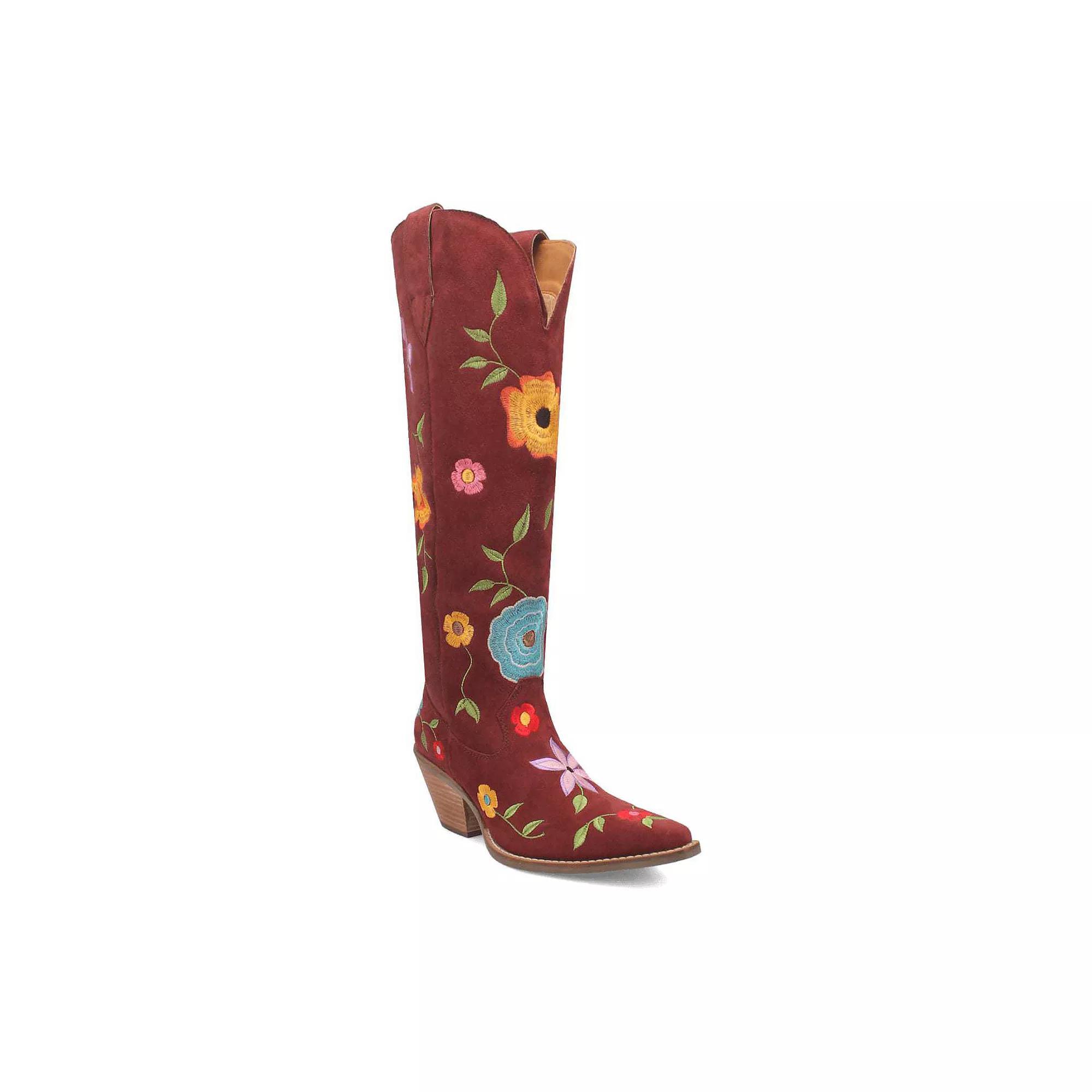 Dingo Flower Power Women's Suede Boots, Size: 7, Red Product Image