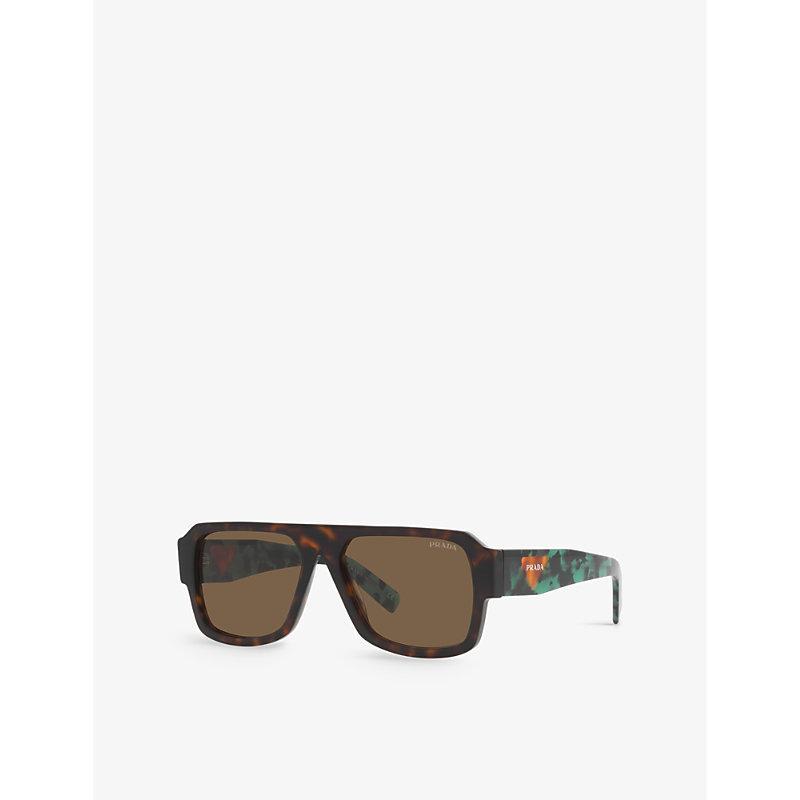 PRADA Womens Pr 22ys Pilot-frame Acetate Sunglasses Brown Product Image