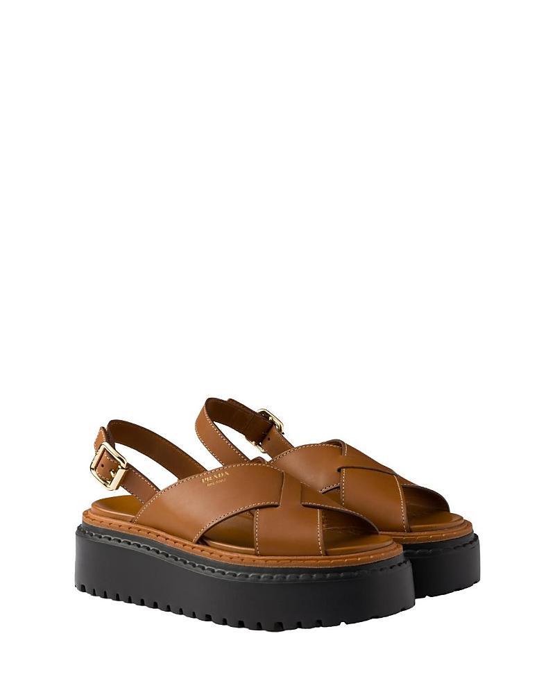 Prada Womens Leather Crisscross Sandals Product Image