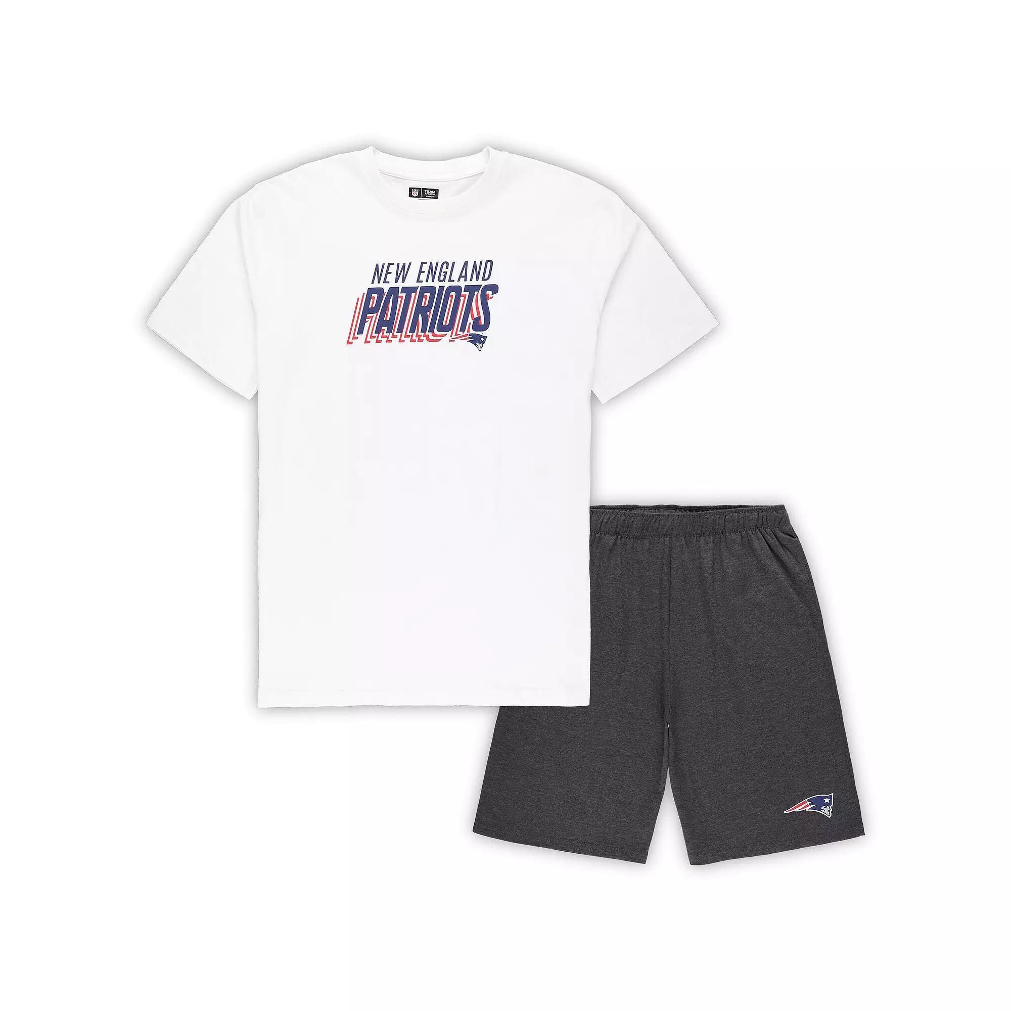 Men's Concepts Sport White/Charcoal New England Patriots Big & Tall T-Shirt and Shorts Set,  Product Image