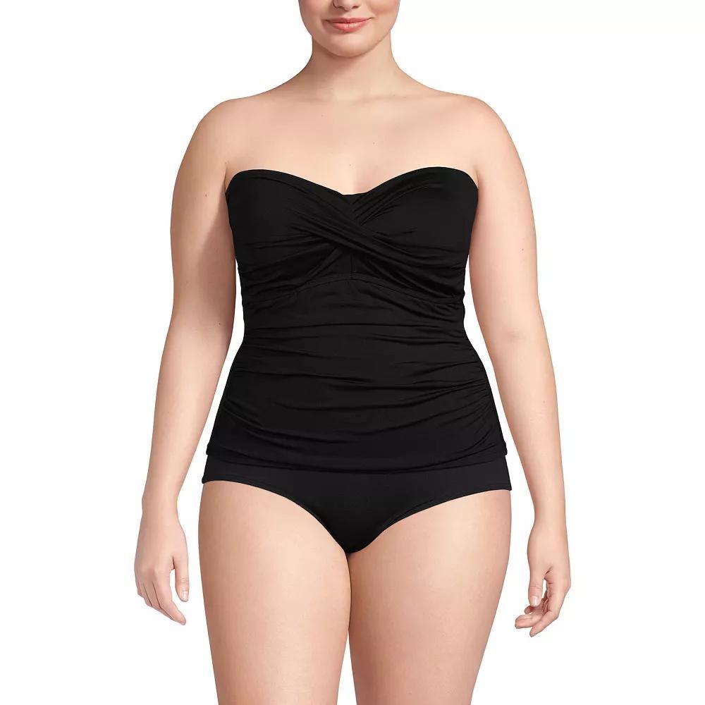 Plus Size Lands' End Chlorine Resistant Bandeau Tankini Swimsuit Top, Women's, Size: 26 W, Black Product Image