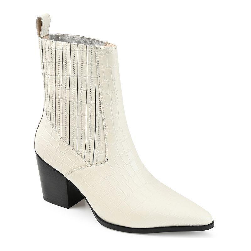 Journee Signature Markka Tru Comfort Foam™ Women's Leather Ankle Boots, Size: 8, Off White Product Image