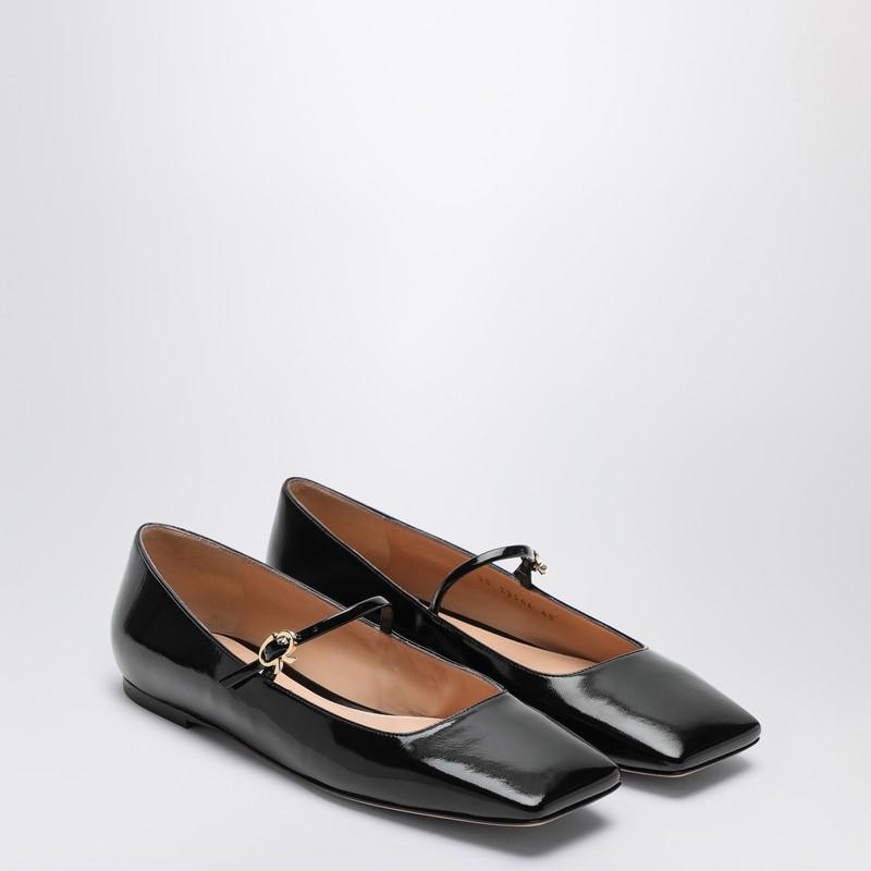 GIANVITO ROSSI Black Ribbon Jane Ballerina Flats Product Image