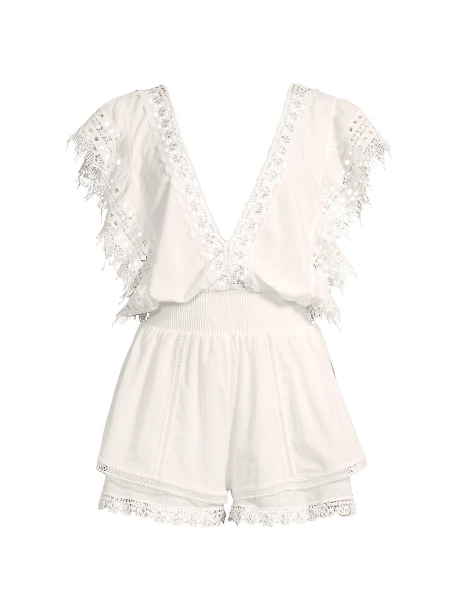 Womens Raja Lace-Trimmed Romper Product Image