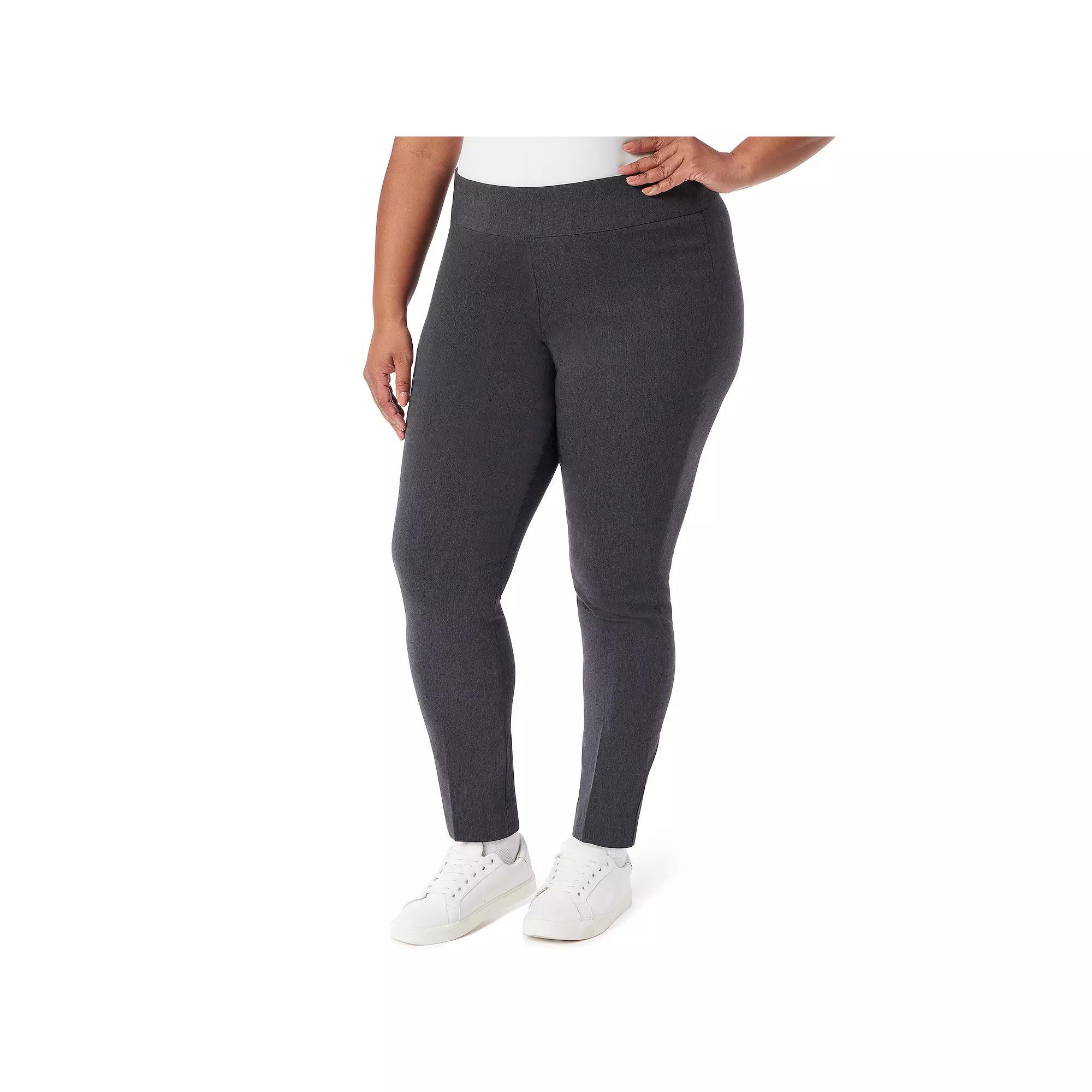 Plus Size Gloria Vanderbilt Pull-On Trouser Pants, Womens Grey Grey Product Image
