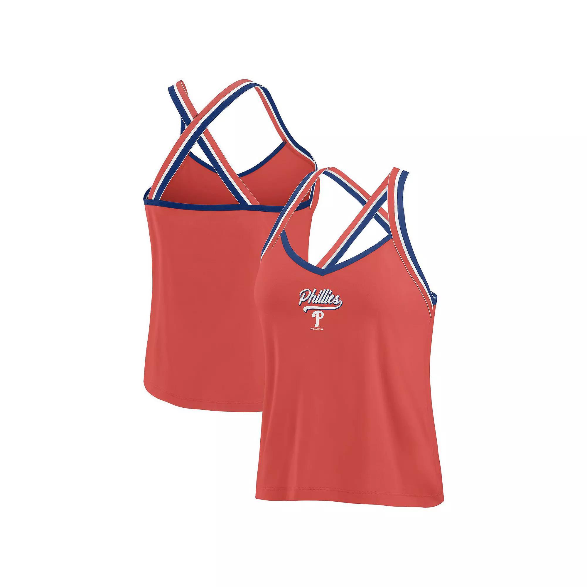 Women's WEAR by Erin Andrews Red Philadelphia Phillies Cross Strap Tank Top,  Product Image
