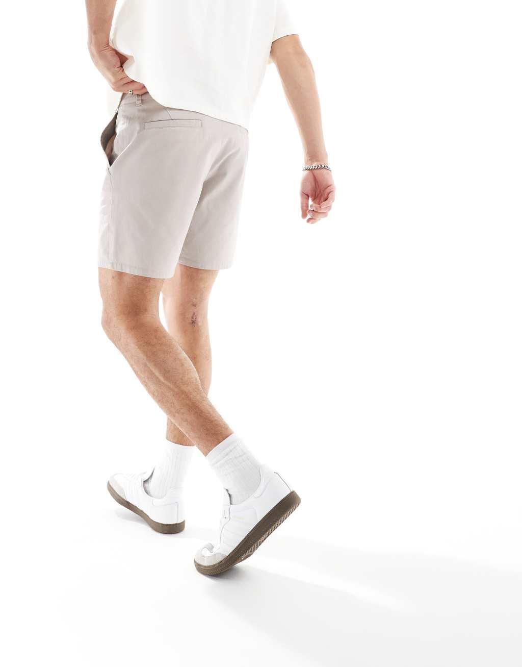 ASOS DESIGN 2 pack slim chino shorts in stone and charcoal save Product Image