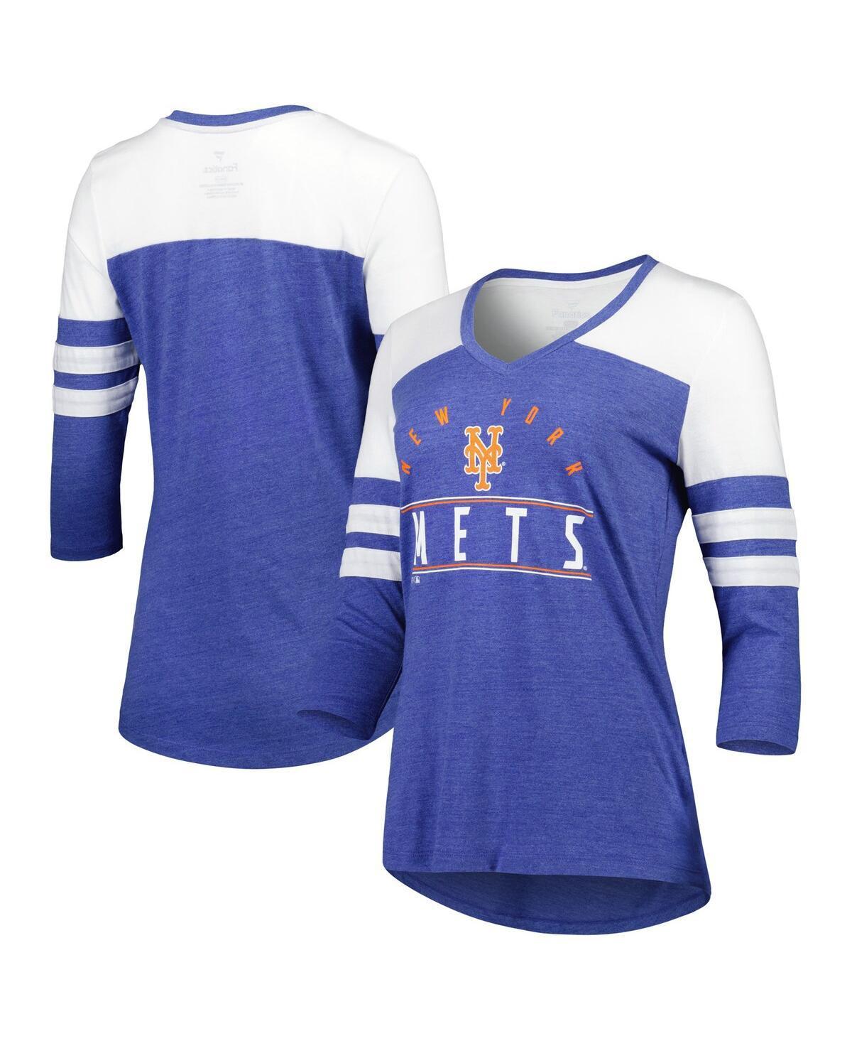 Womens Fanatics Branded Heather Royal New York Mets League Leader Tri-Blend 3/4-Sleeve V-Neck T-Shirt Product Image