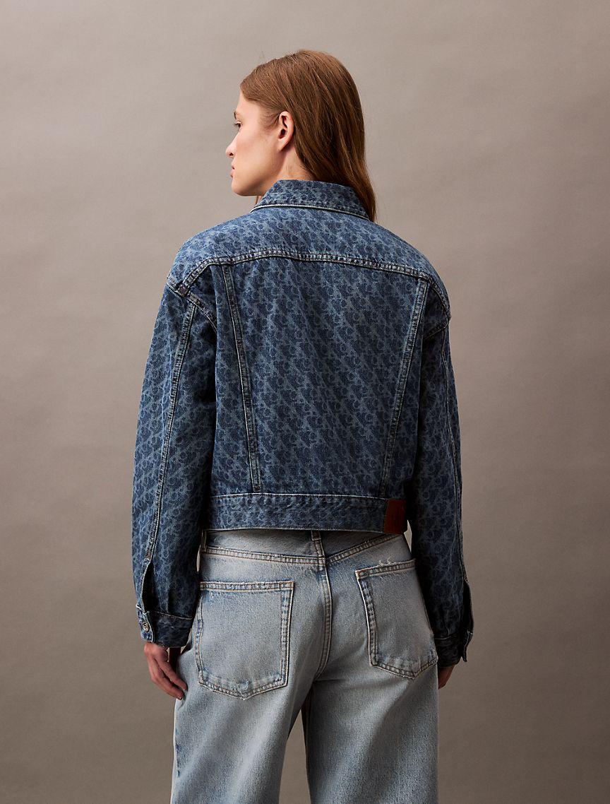 90s Allover Monogram Denim Trucker Jacket Product Image