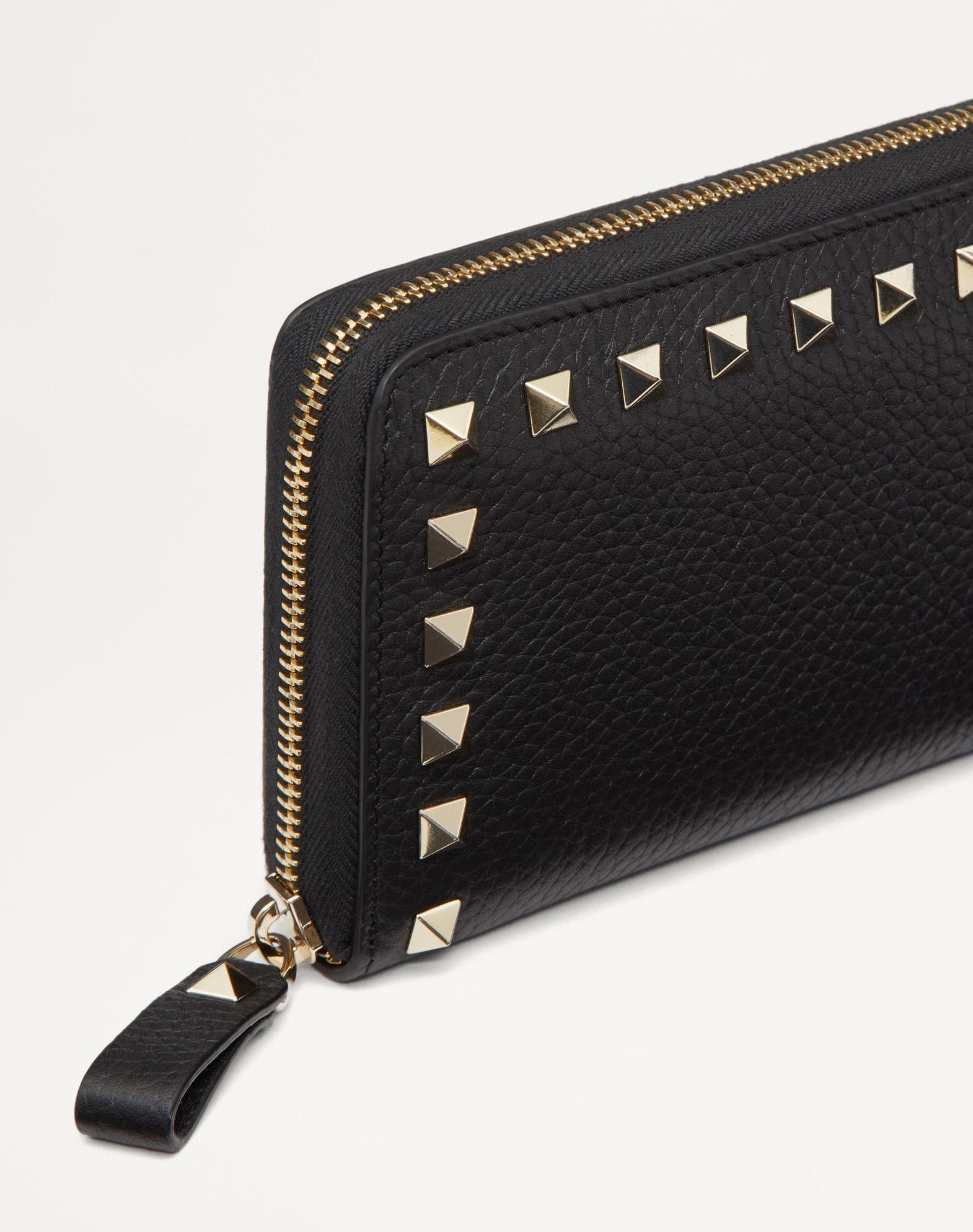 Rockstud Grainy Calfskin Zippered Wallet  Product Image