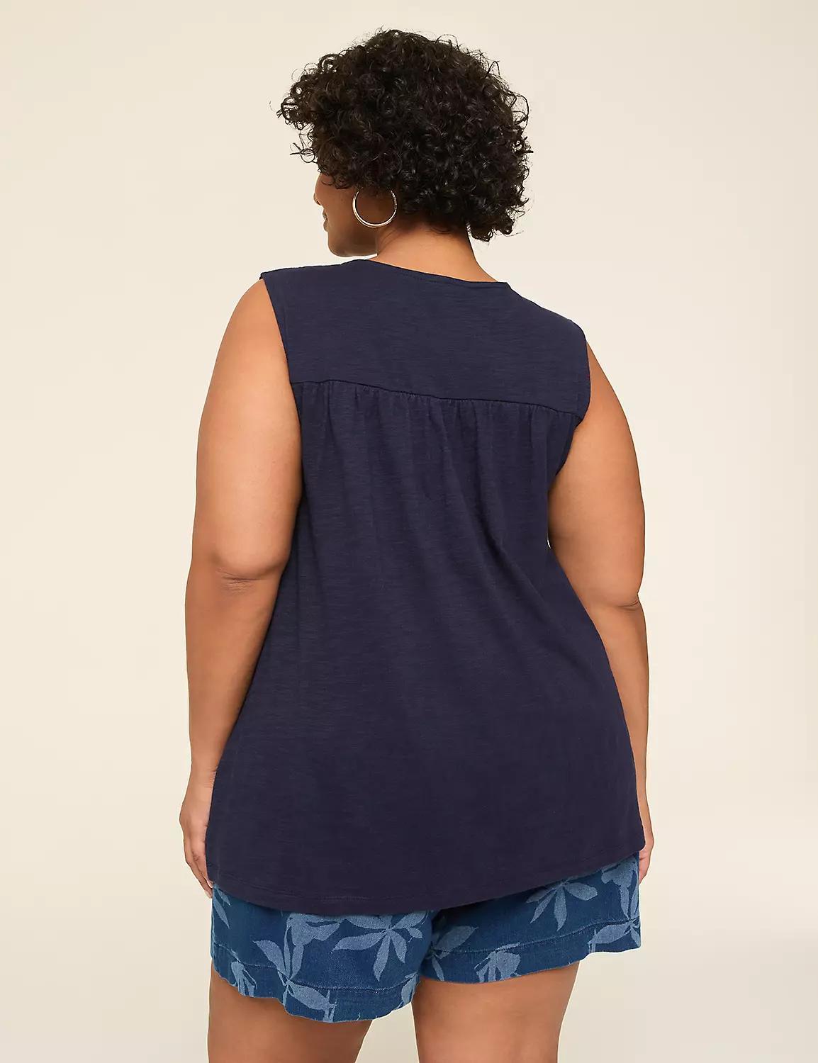 Sleeveless Crochet-Yoke Top Product Image