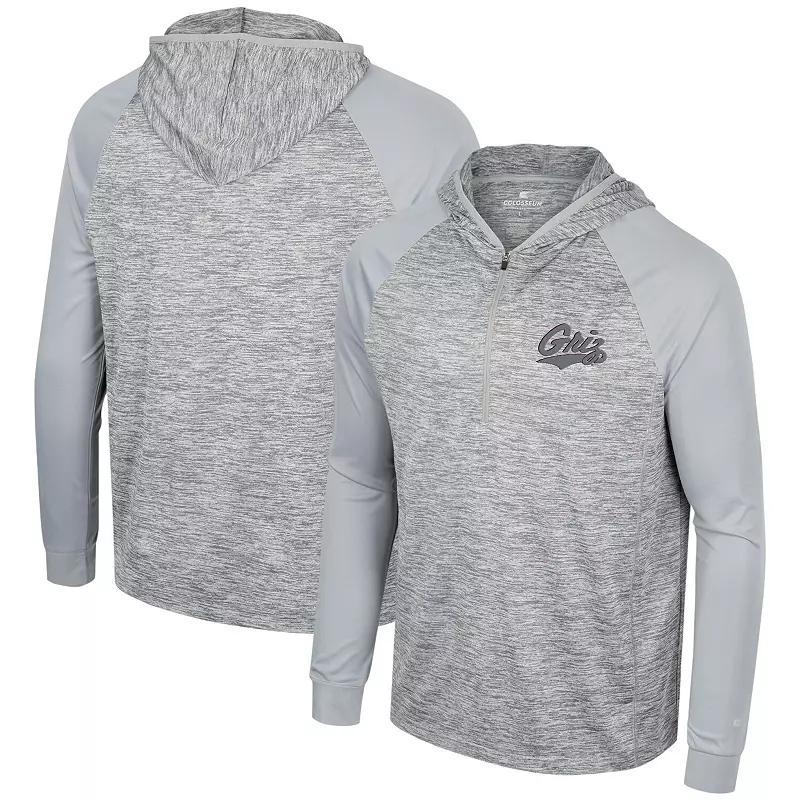 Mens Colosseum Gray Kansas Jayhawks Cybernetic Raglan Quarter-Zip Hooded Top Product Image