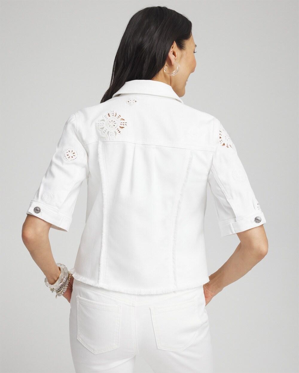 Short Sleeve Eyelet Denim Jacket Product Image