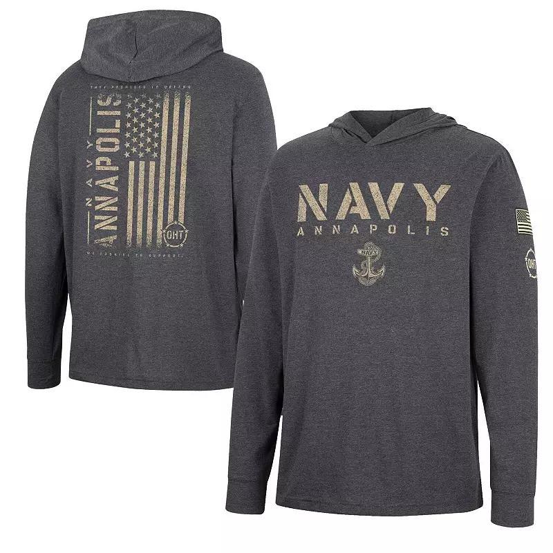 Men's Colosseum Charcoal Navy Midshipmen Team OHT Military Appreciation Hoodie Long Sleeve T-Shirt, Size: Large, Black Product Image