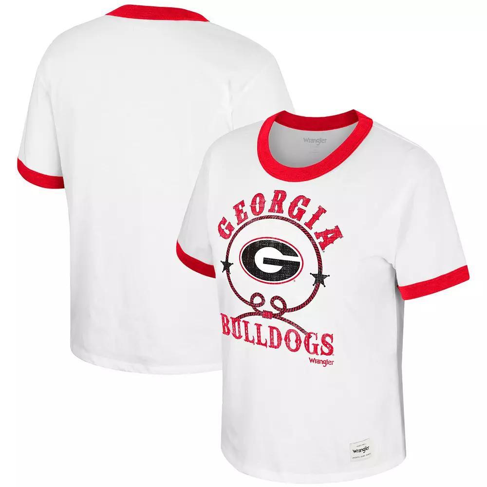 Women's Colosseum x Wrangler White Georgia Bulldogs Freehand Ringer T-Shirt,  Product Image