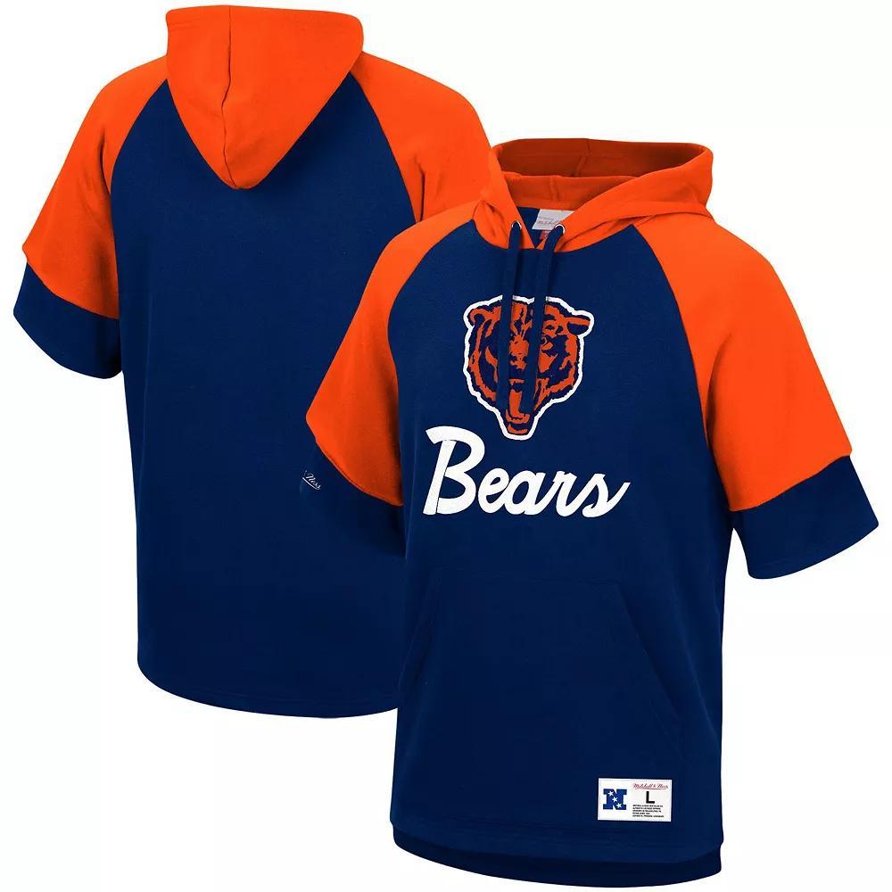 Men's Mitchell & Ness Navy Chicago Bears Home Advantage Raglan Short Sleeve Pullover Hoodie, Size: XL, Blue Product Image