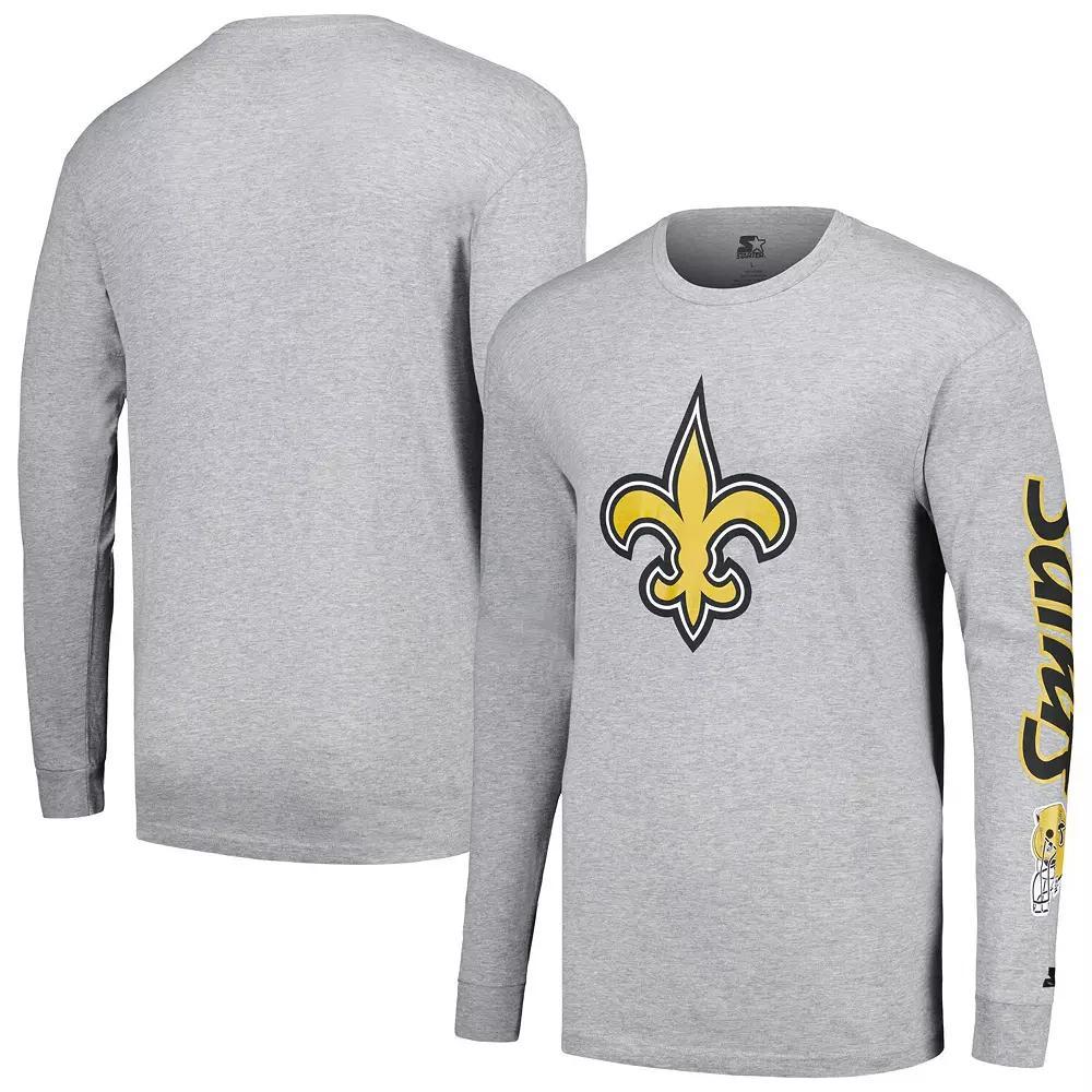 Men's Starter Heather Gray New Orleans Saints Halftime Long Sleeve T-Shirt, Size: 2XL, Grey Product Image